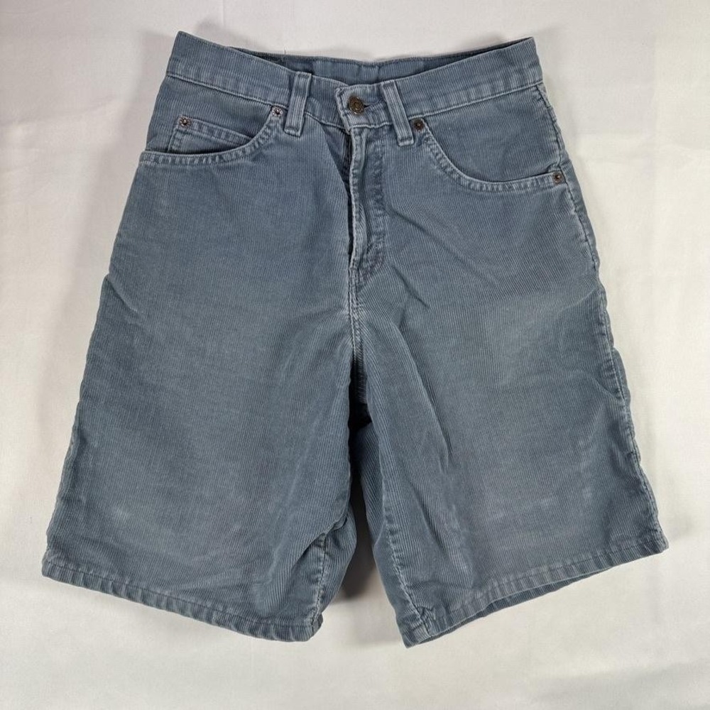 Vintage Levis 565 Shorts Teens 26x9 Blue Corduroy Wide Leg Made in USA 90s